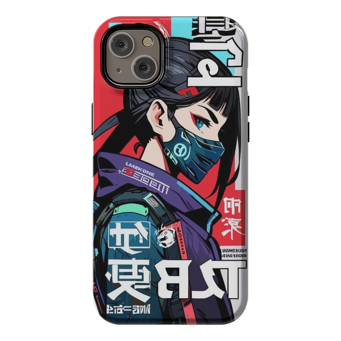 iPhone 14 Plus StrongFit Cyberpunk Ninja Kanji by LM2Kone