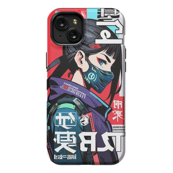 iPhone 15 Plus StrongFit Cyberpunk Ninja Kanji by LM2Kone