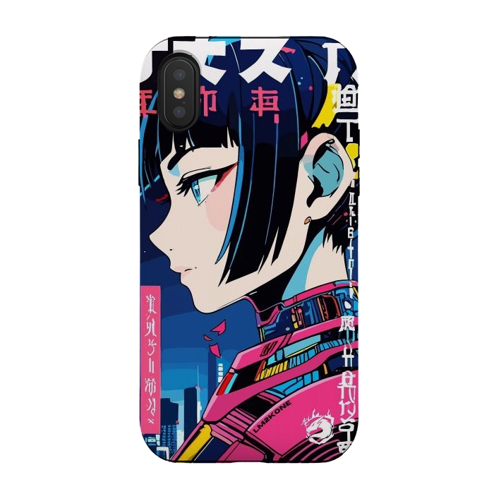 iPhone Xs / X StrongFit Cyberpunk Night Girl by LM2Kone