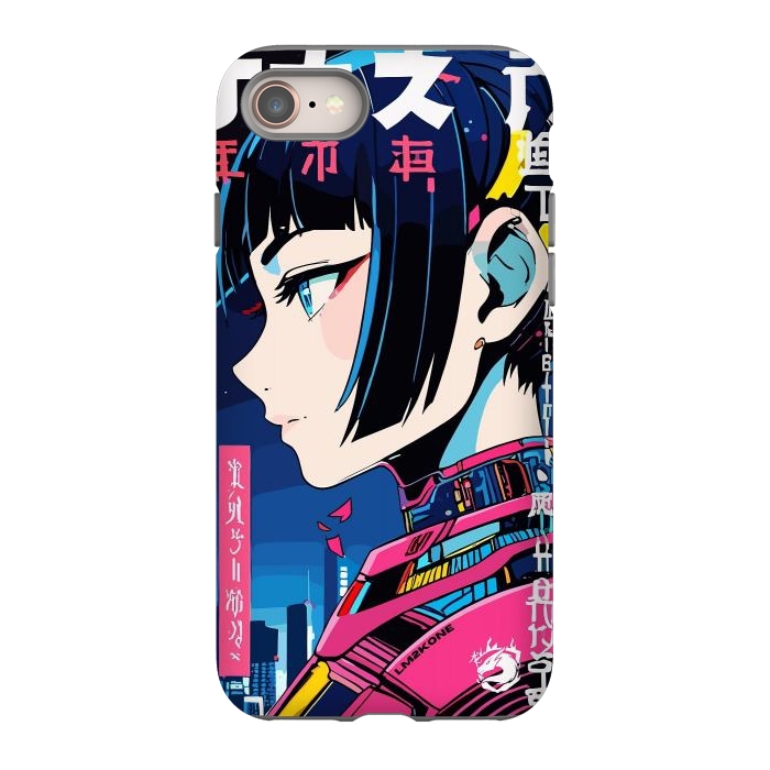 iPhone 8 StrongFit Cyberpunk Night Girl by LM2Kone