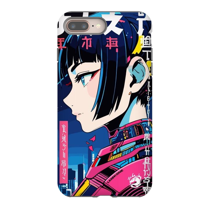 iPhone 8 plus StrongFit Cyberpunk Night Girl by LM2Kone