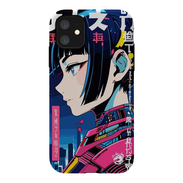 iPhone 11 StrongFit Cyberpunk Night Girl by LM2Kone