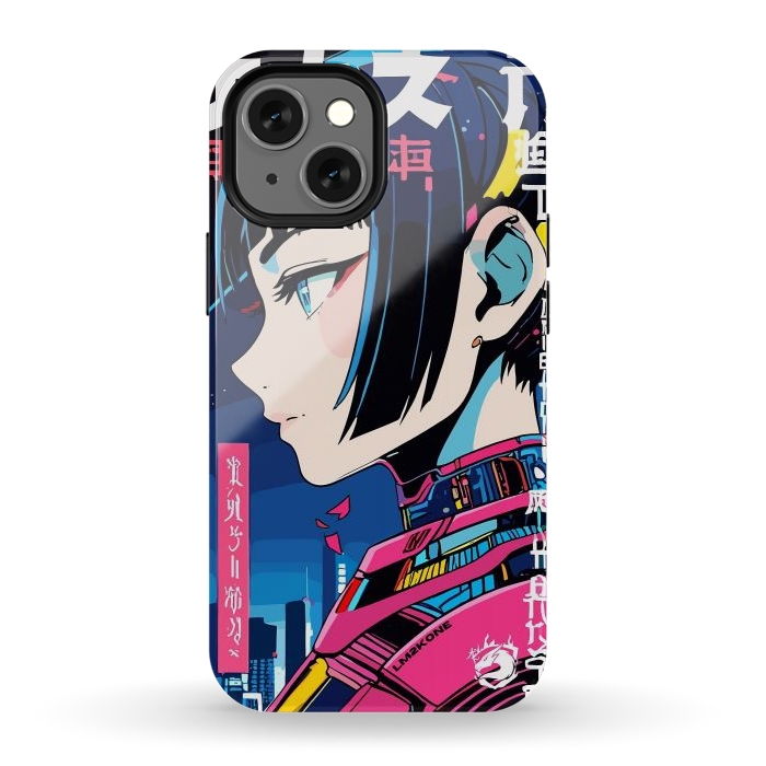 iPhone 12 mini StrongFit Cyberpunk Night Girl by LM2Kone