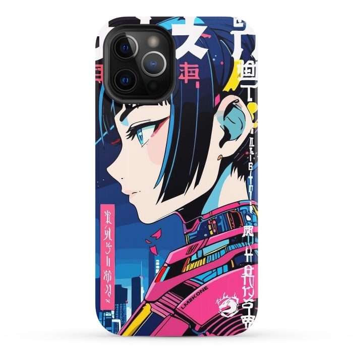 iPhone 12 Pro StrongFit Cyberpunk Night Girl by LM2Kone