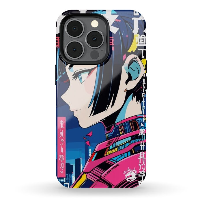 iPhone 13 pro StrongFit Cyberpunk Night Girl by LM2Kone