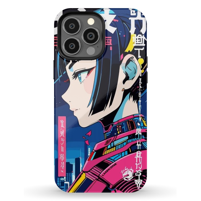 iPhone 13 Pro Max StrongFit Cyberpunk Night Girl by LM2Kone