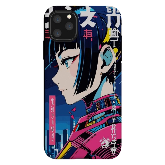 iPhone 11 Pro Max StrongFit Cyberpunk Night Girl by LM2Kone