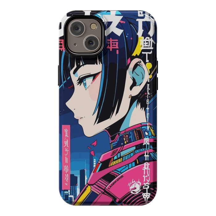 iPhone 14 Plus StrongFit Cyberpunk Night Girl by LM2Kone