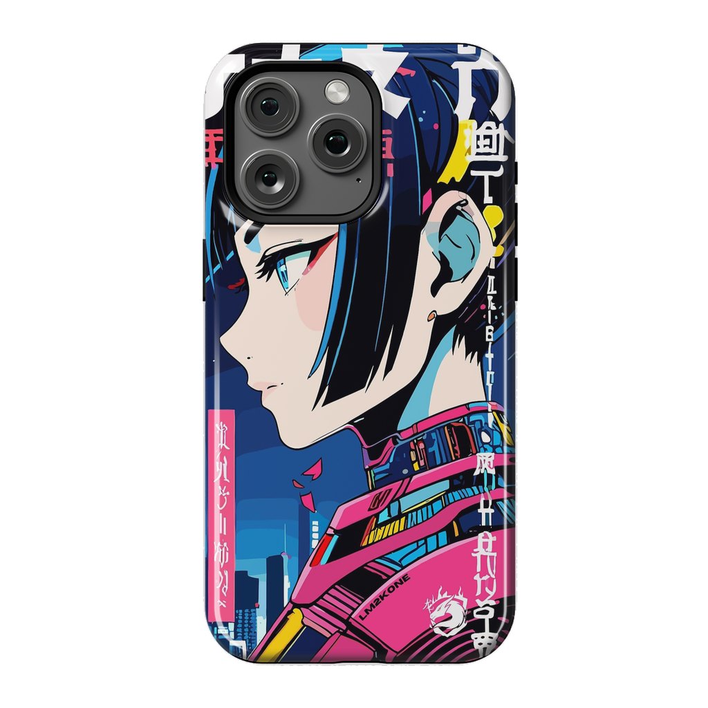 iPhone 15 Pro Max StrongFit Cyberpunk Night Girl by LM2Kone