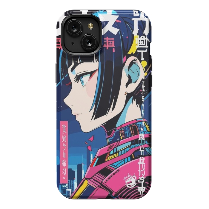 iPhone 15 Plus StrongFit Cyberpunk Night Girl by LM2Kone