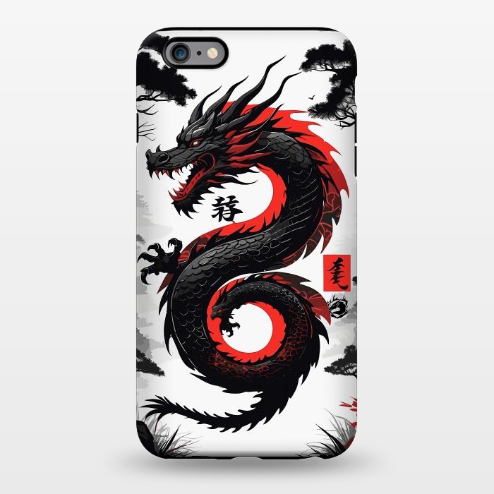 iPhone 6/6s plus StrongFit Red and Black Japanese Dragon by LM2Kone