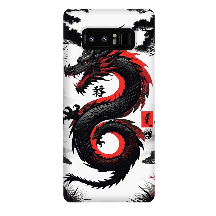 Galaxy Note 8 StrongFit Red and Black Japanese Dragon by LM2Kone