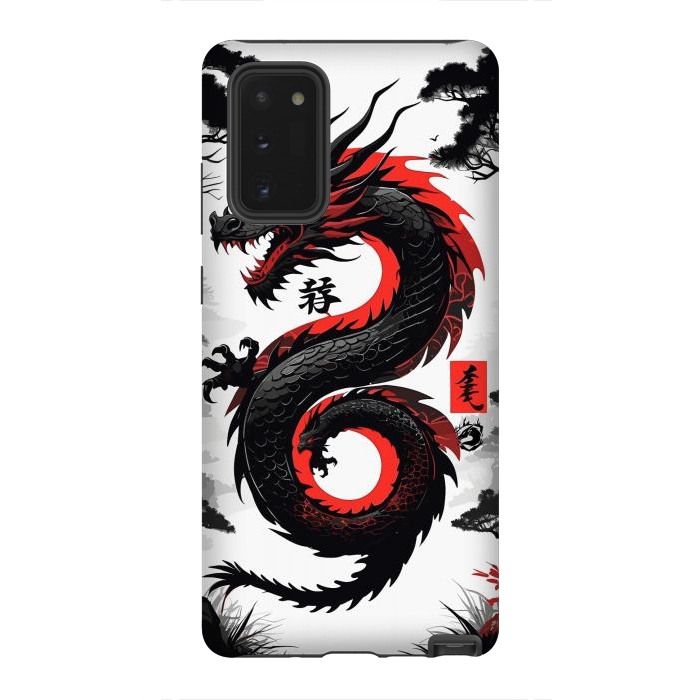 Galaxy Note 20 StrongFit Red and Black Japanese Dragon by LM2Kone