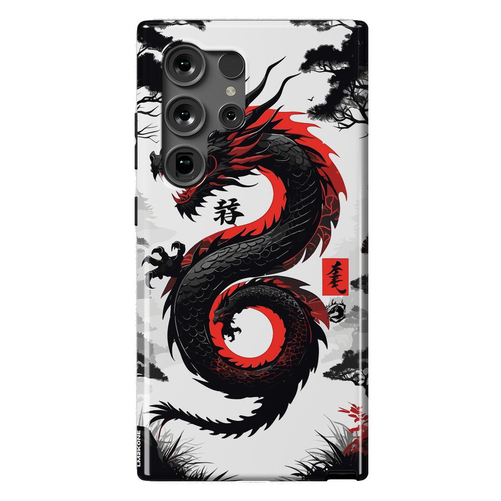 Galaxy S24 Ultra StrongFit Red and Black Japanese Dragon by LM2Kone