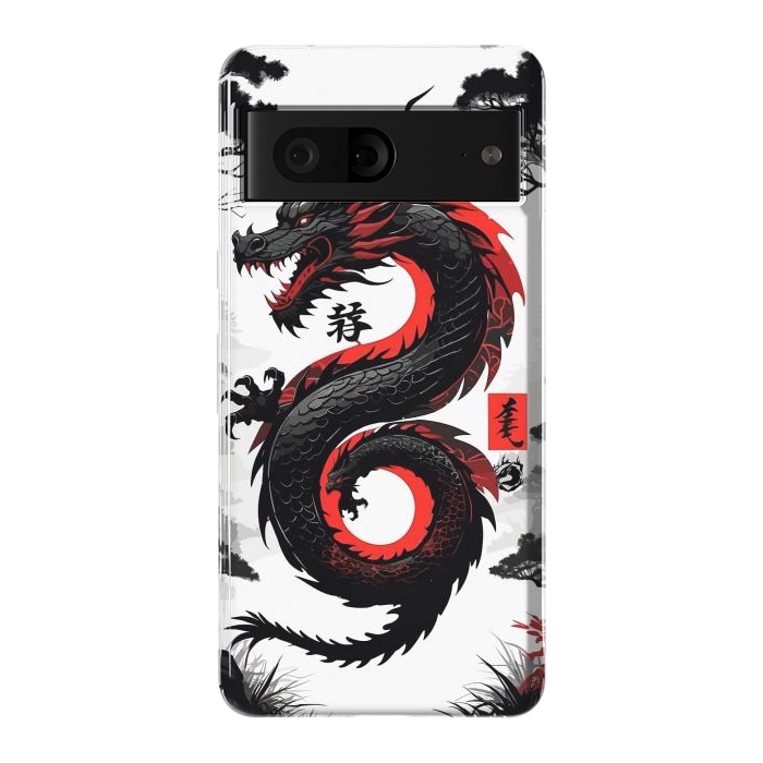 Pixel 7 StrongFit Red and Black Japanese Dragon by LM2Kone