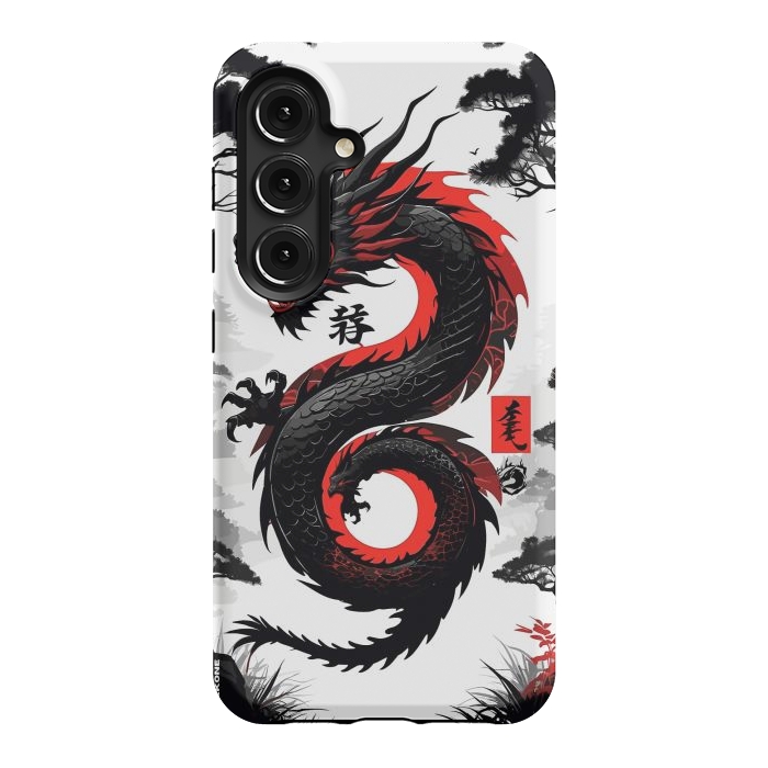 Galaxy S24 StrongFit Red and Black Japanese Dragon by LM2Kone