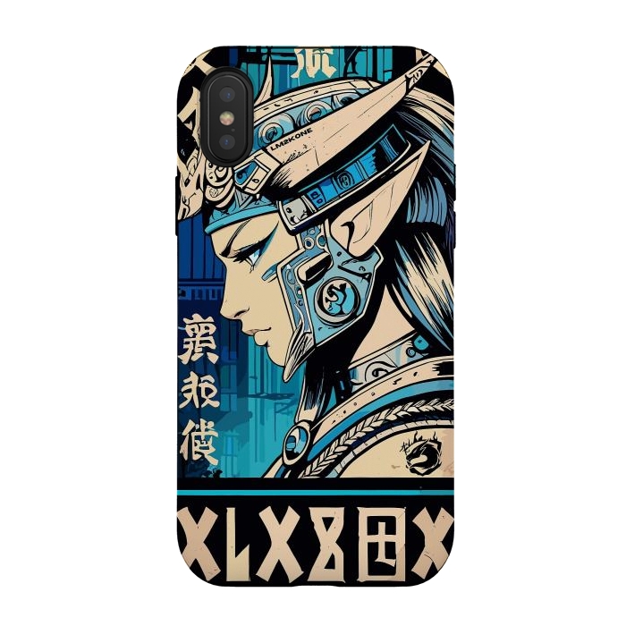 iPhone Xs / X StrongFit Blue Japan Warrior Girl by LM2Kone