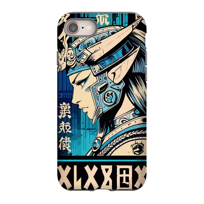 iPhone 8 StrongFit Blue Japan Warrior Girl by LM2Kone