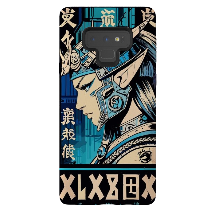 Galaxy Note 9 StrongFit Blue Japan Warrior Girl by LM2Kone