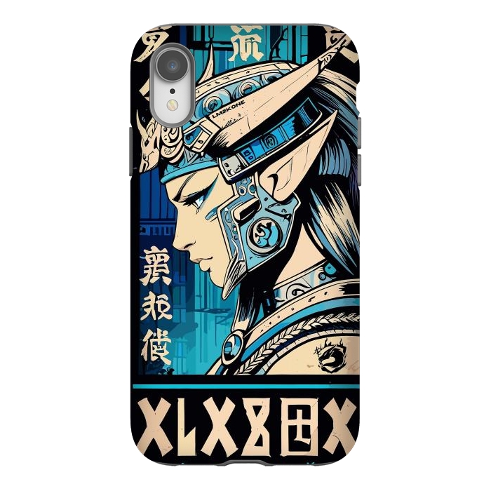 iPhone Xr StrongFit Blue Japan Warrior Girl by LM2Kone