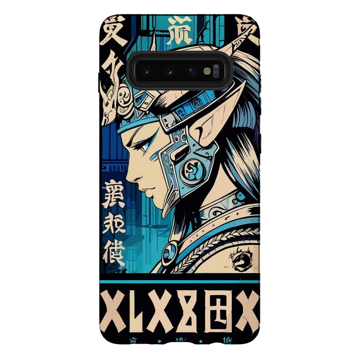 Galaxy S10 plus StrongFit Blue Japan Warrior Girl by LM2Kone