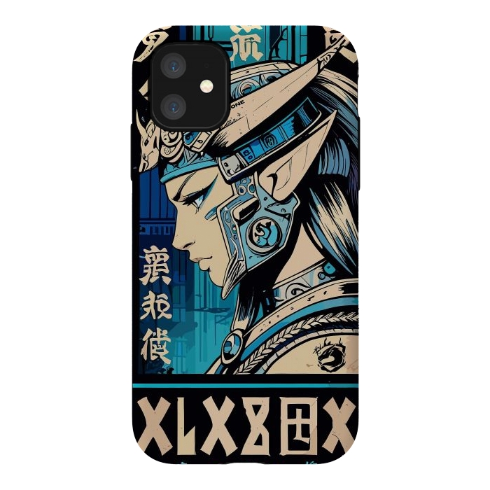 iPhone 11 StrongFit Blue Japan Warrior Girl by LM2Kone