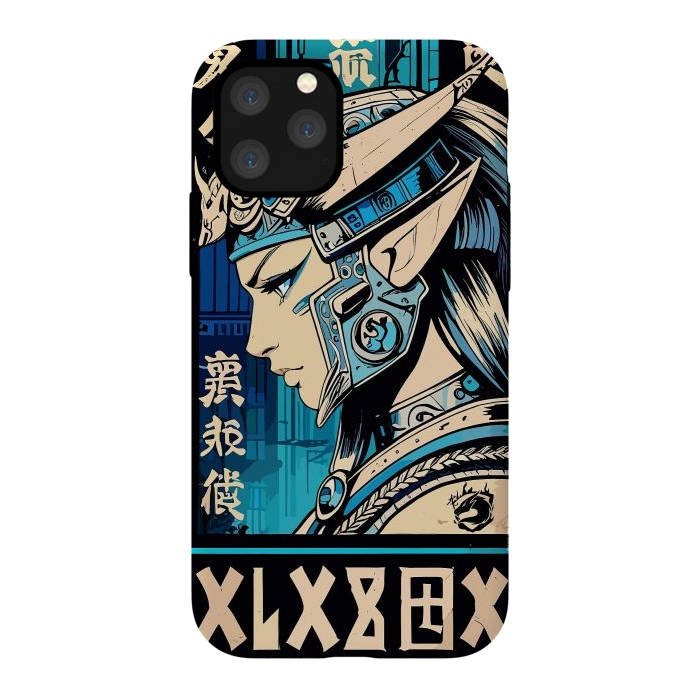 iPhone 11 Pro StrongFit Blue Japan Warrior Girl by LM2Kone