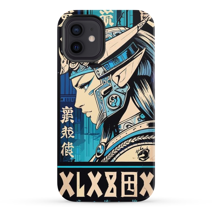 iPhone 12 StrongFit Blue Japan Warrior Girl by LM2Kone