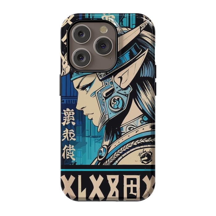 iPhone 14 Pro StrongFit Blue Japan Warrior Girl by LM2Kone