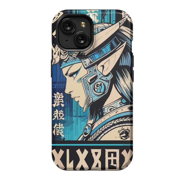 iPhone 15 StrongFit Blue Japan Warrior Girl by LM2Kone