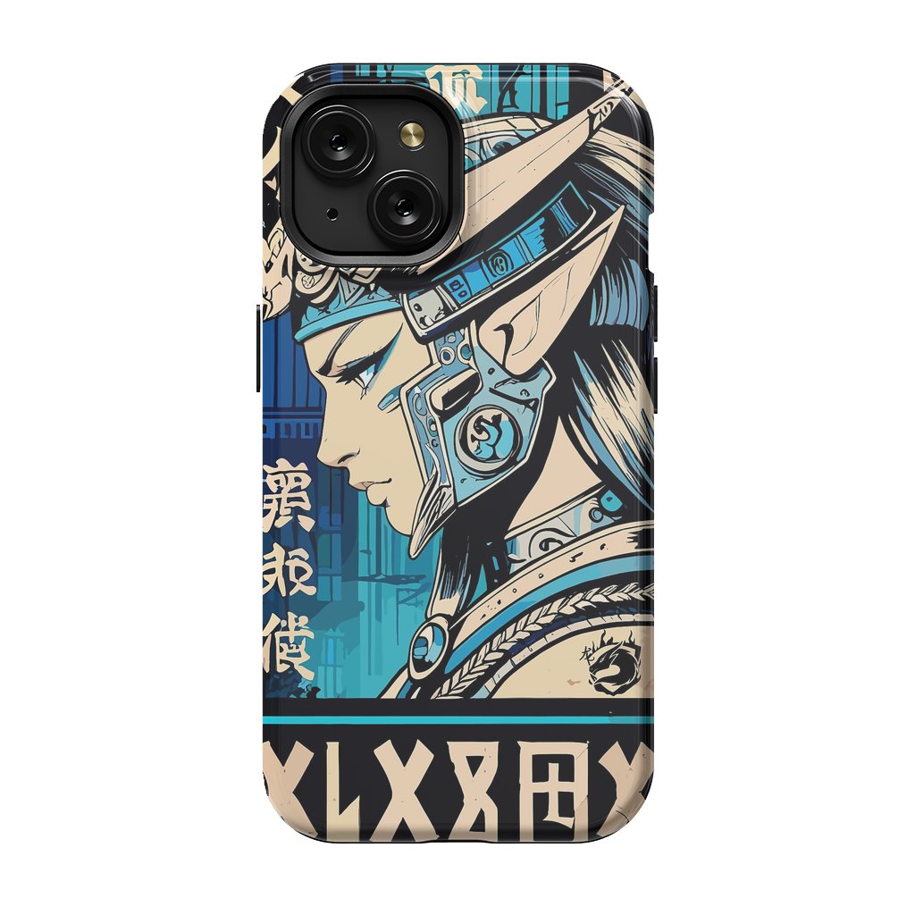 iPhone 15 StrongFit Blue Japan Warrior Girl by LM2Kone