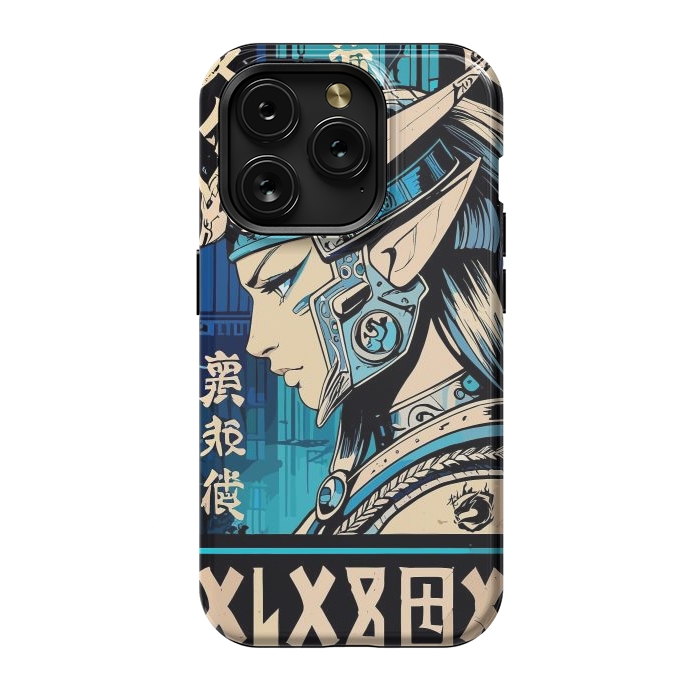 iPhone 15 Pro StrongFit Blue Japan Warrior Girl by LM2Kone