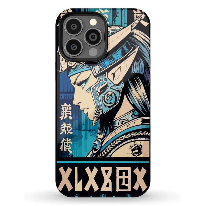 iPhone 13 Pro Max StrongFit Blue Japan Warrior Girl by LM2Kone