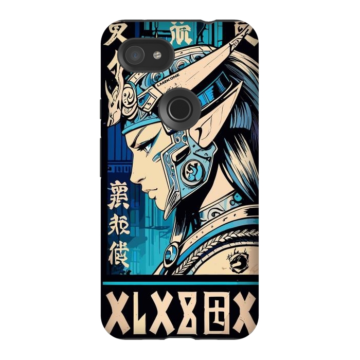 Pixel 3AXL StrongFit Blue Japan Warrior Girl by LM2Kone