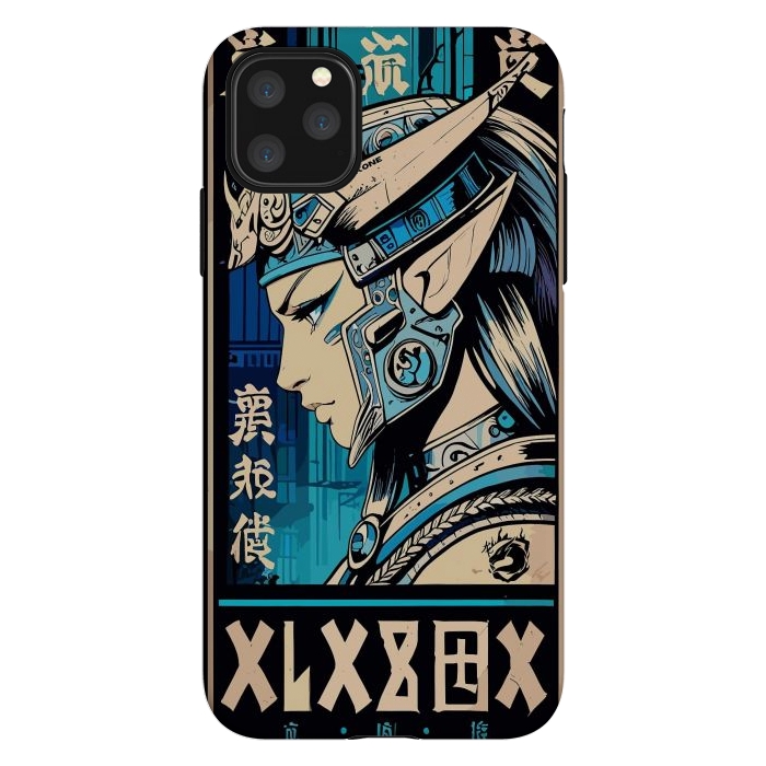 iPhone 11 Pro Max StrongFit Blue Japan Warrior Girl by LM2Kone