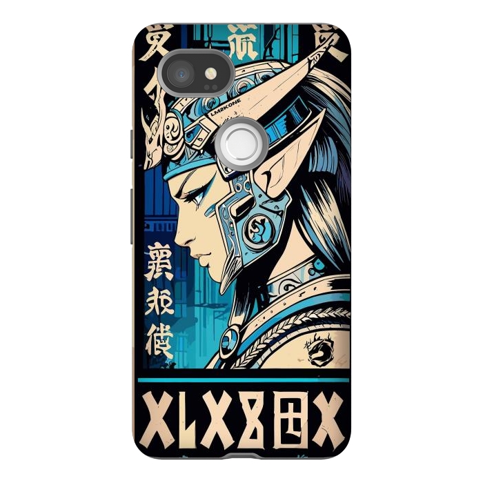 Pixel 2XL StrongFit Blue Japan Warrior Girl by LM2Kone