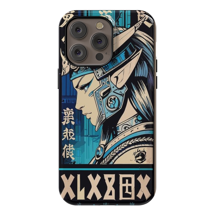 iPhone 14 Pro max StrongFit Blue Japan Warrior Girl by LM2Kone