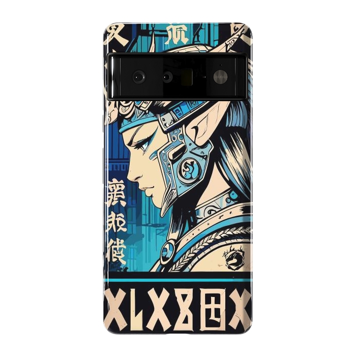 Pixel 6 Pro StrongFit Blue Japan Warrior Girl by LM2Kone