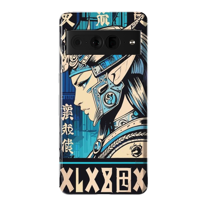 Pixel 7 Pro StrongFit Blue Japan Warrior Girl by LM2Kone