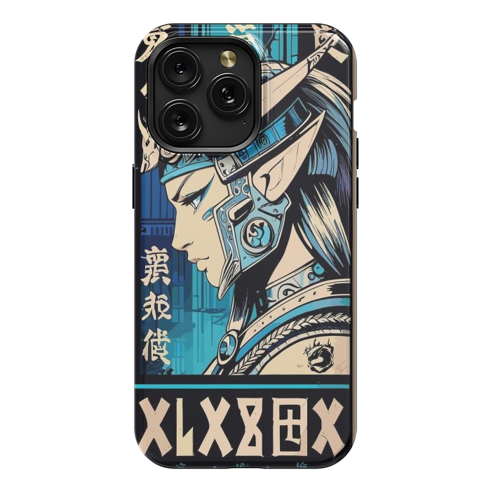 iPhone 15 Pro Max StrongFit Blue Japan Warrior Girl by LM2Kone