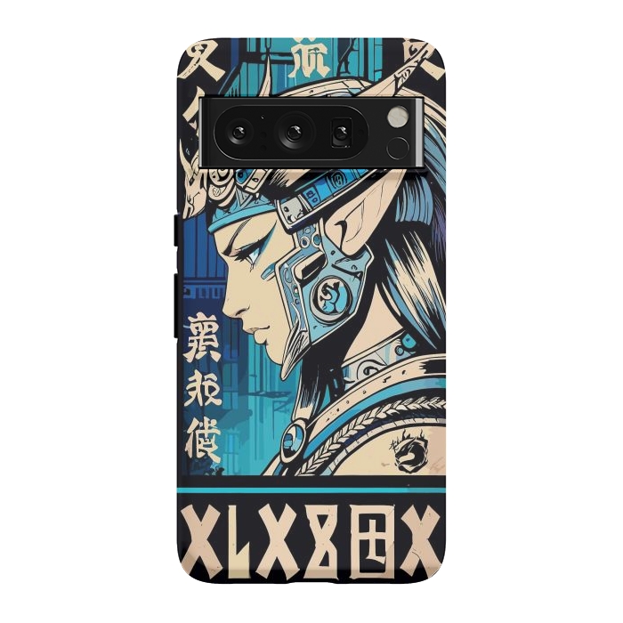 Pixel 8 Pro StrongFit Blue Japan Warrior Girl by LM2Kone