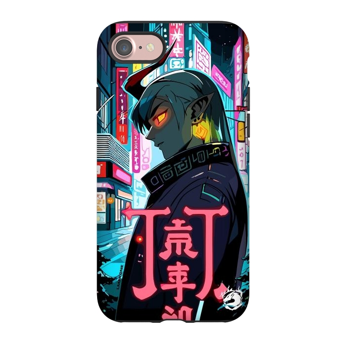 iPhone 7 StrongFit Cyberpunk Oni Neon by LM2Kone