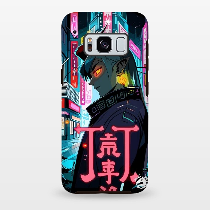 Galaxy S8 plus StrongFit Cyberpunk Oni Neon by LM2Kone