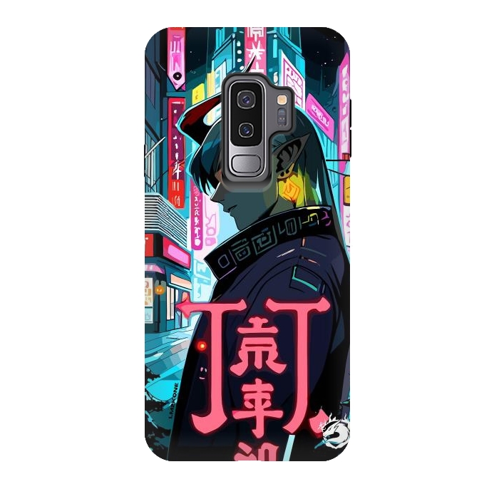 Galaxy S9 plus StrongFit Cyberpunk Oni Neon by LM2Kone