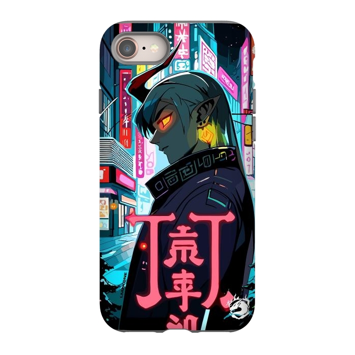 iPhone 8 StrongFit Cyberpunk Oni Neon by LM2Kone