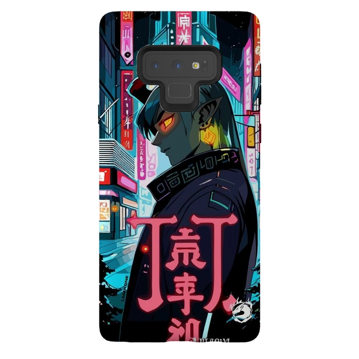 Galaxy Note 9 StrongFit Cyberpunk Oni Neon by LM2Kone