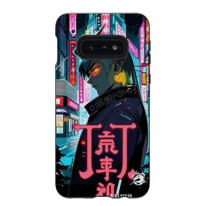 Galaxy S10e StrongFit Cyberpunk Oni Neon by LM2Kone