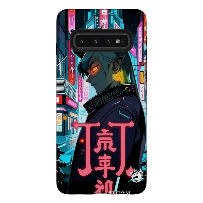 Galaxy S10 StrongFit Cyberpunk Oni Neon by LM2Kone