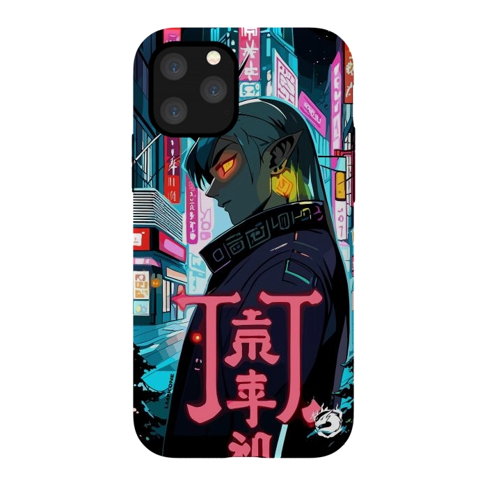 iPhone 11 Pro StrongFit Cyberpunk Oni Neon by LM2Kone