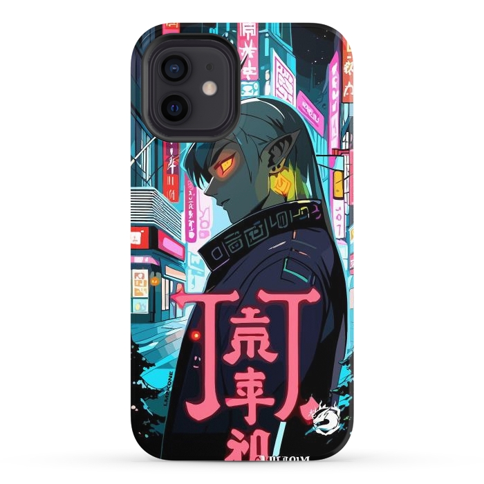 iPhone 12 StrongFit Cyberpunk Oni Neon by LM2Kone